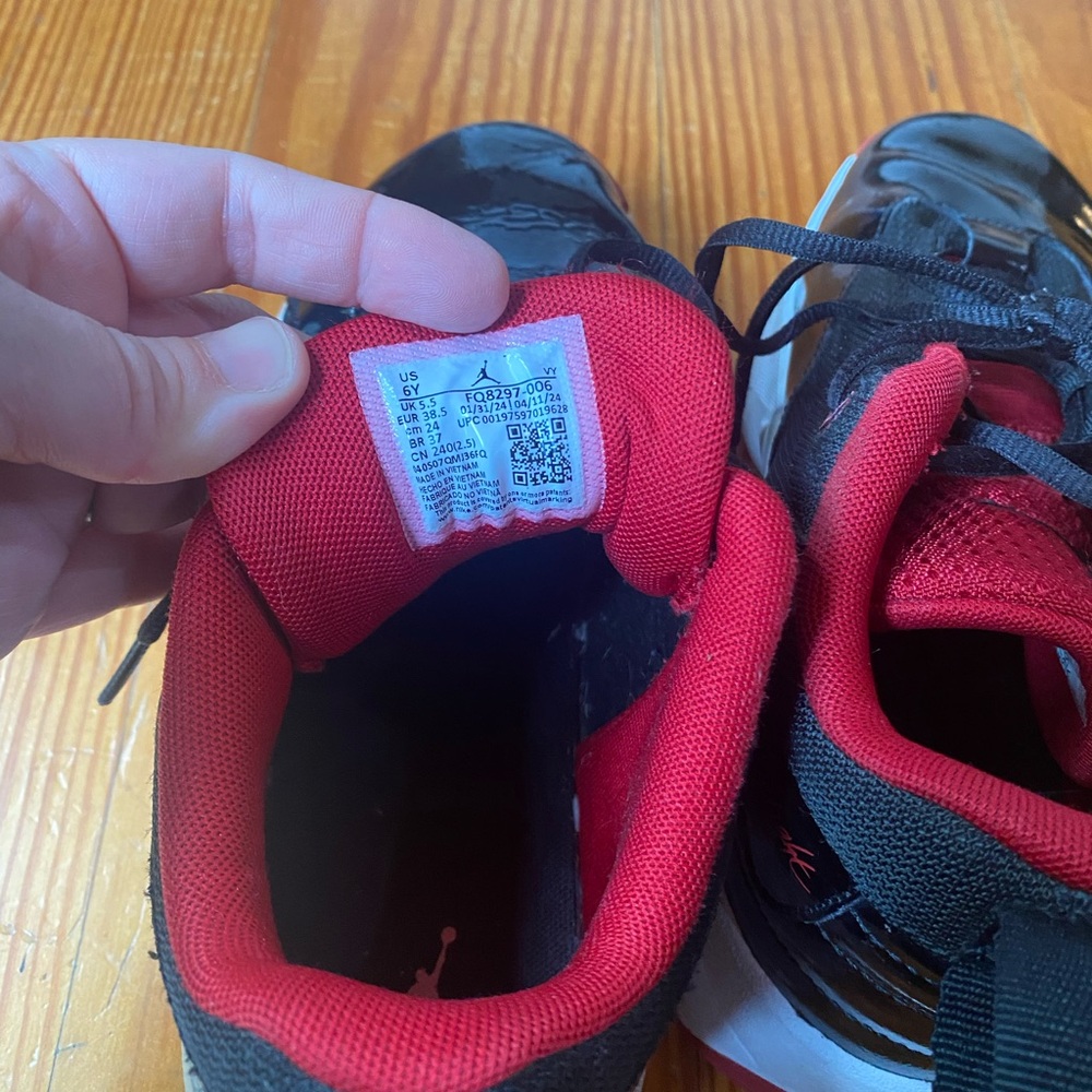 Jordan Kids Black and Red Sneakers